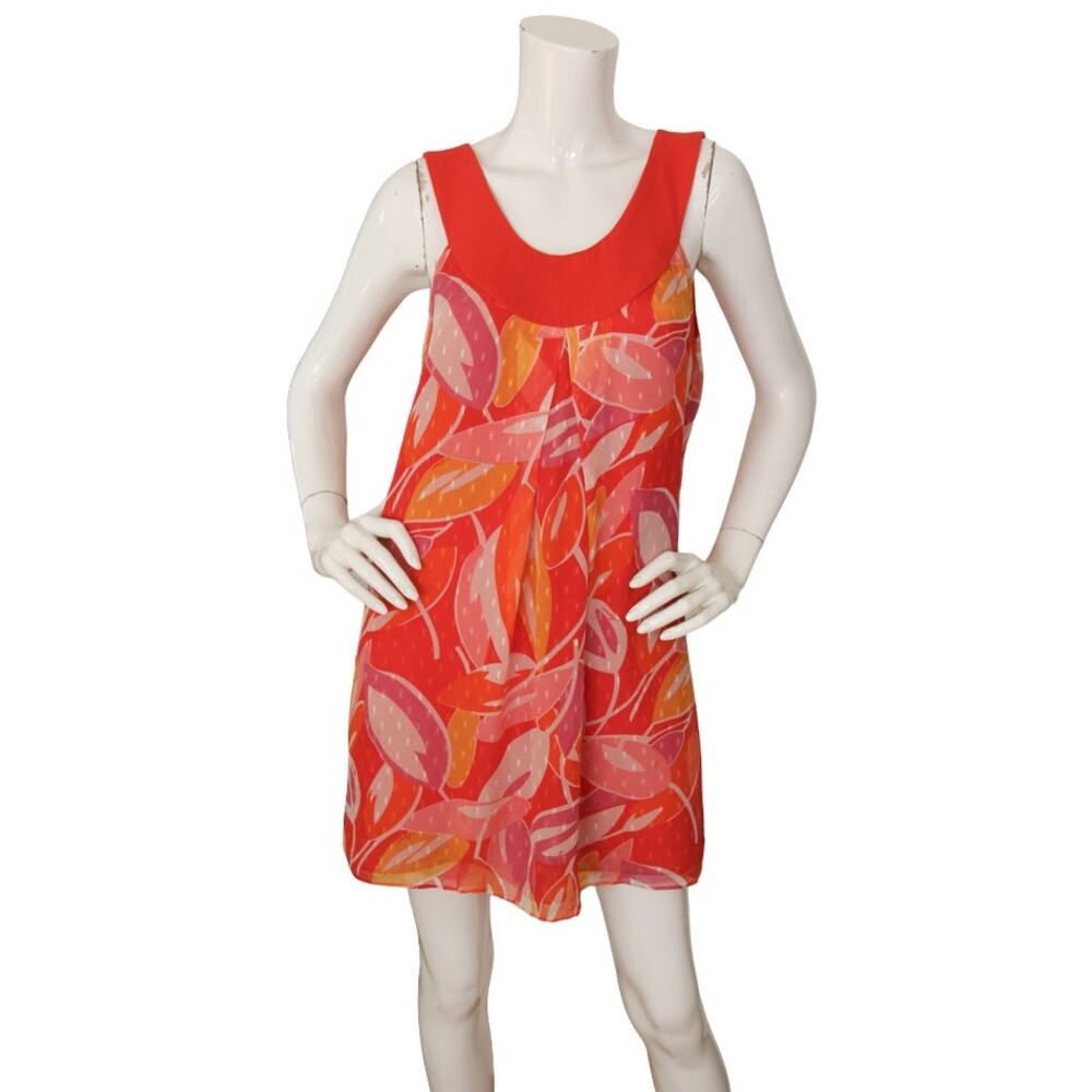 Milly Vintage Silk Retro Swirl 60s Palm Spring Vibe Mini Dress